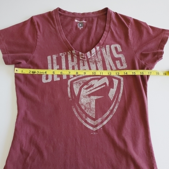1162 * Jet Hawks V Neck Tee Maroon Size M - Picture 5 of 6